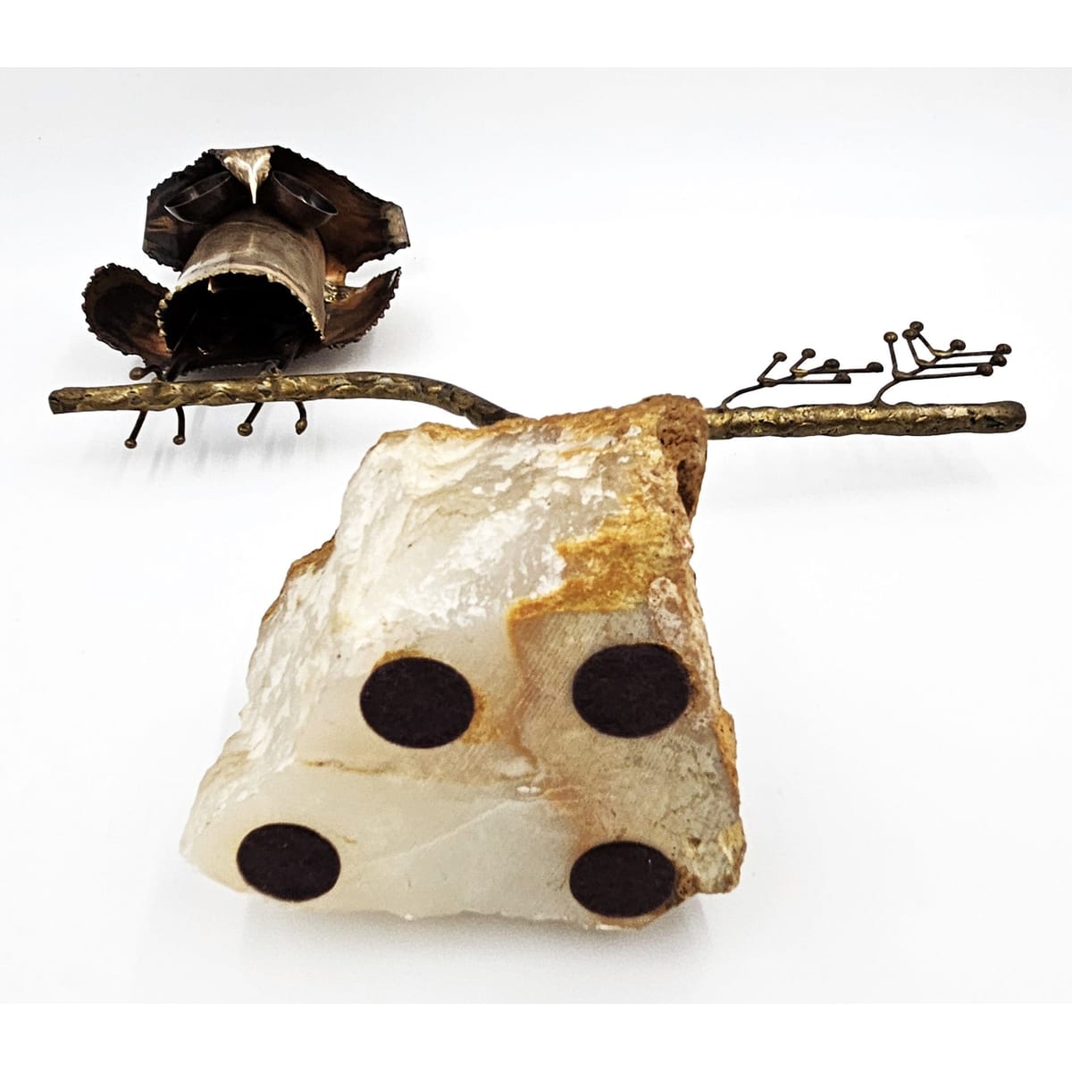 C Jere Sculpture Rare Curtis Jere Bronze Copper Stone Impressionism 3D Owl Sculpture 1967