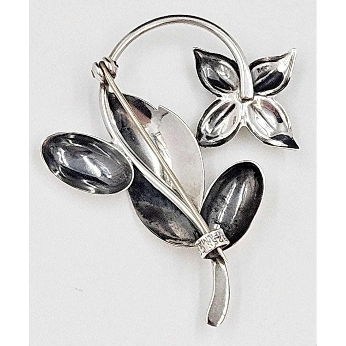Dänischer Designer CO Frydensberg Sterling Silber 3D Blumen Brosche Ca. 1950er