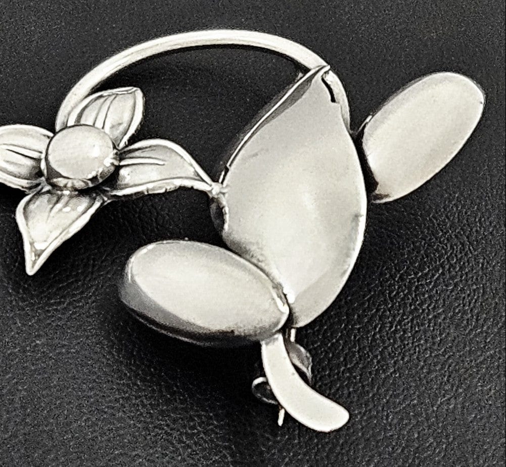 Carl Ove Frydensberg Jewelry Danish Designer COF Frydensberg Sterling 3D Flower Brooch Circa 1950s