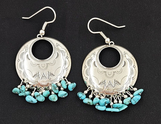 Carolyn Pollack Relios Jewelry Relios Carolyn Pollack Sterling Silver & Turquoise Drop Dangle Earrings  1980s