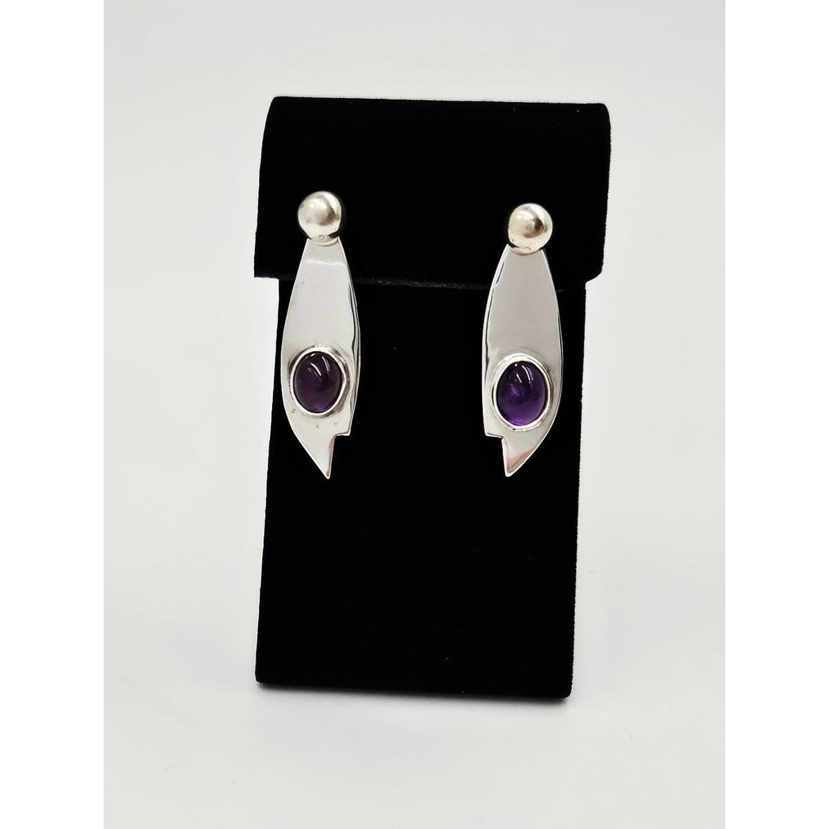 Carolyn Thomas Jewelry Carolyn Thomas 2 Piece Sterling Silver &amp; Amethyst Modernist Drop Earrings
