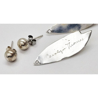 Carolyn Thomas Jewelry Carolyn Thomas 2 Piece Sterling Silver &amp; Amethyst Modernist Drop Earrings