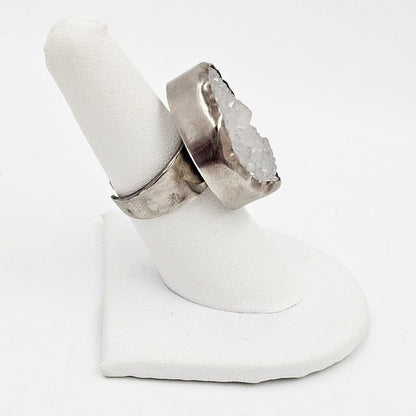 Chan Luu Jewelry Designer Chan Luu Modernist Bold Sterling &amp; Drusy Quartz Crystal Ring