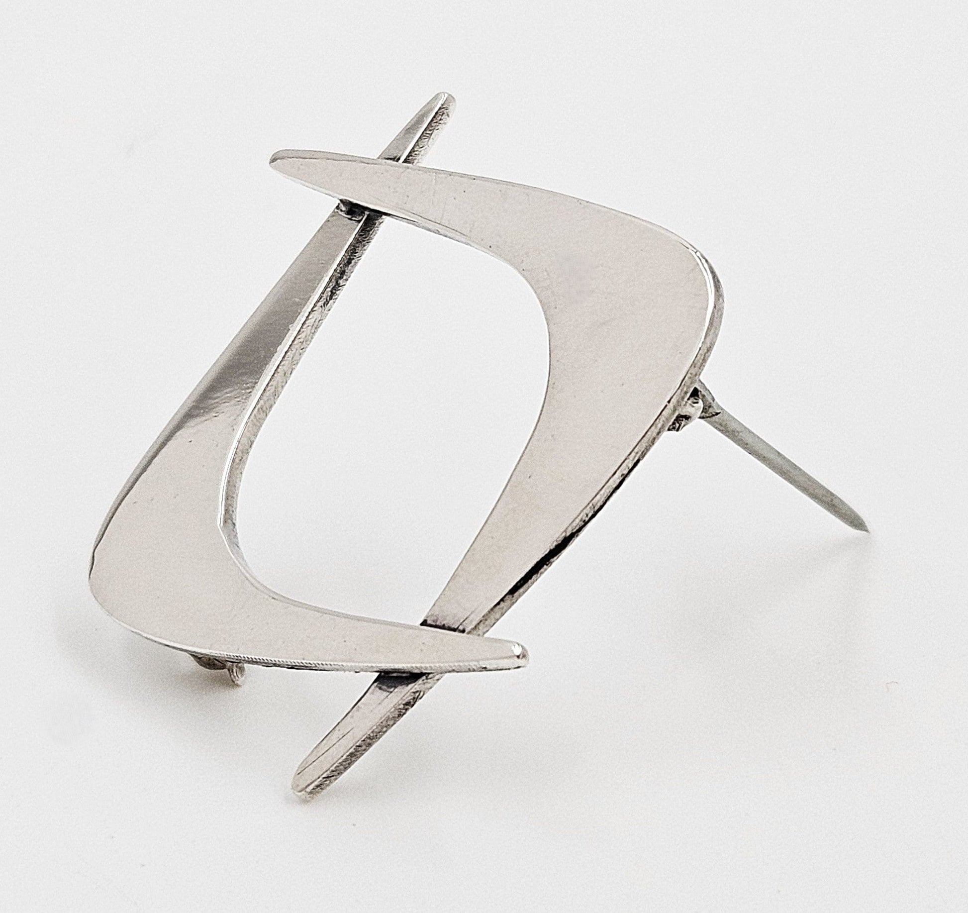 Charles H Cole Jewelry Ultra Rare Charles H Cole Sterling Modernist Double Boomerang Brooch 1950s