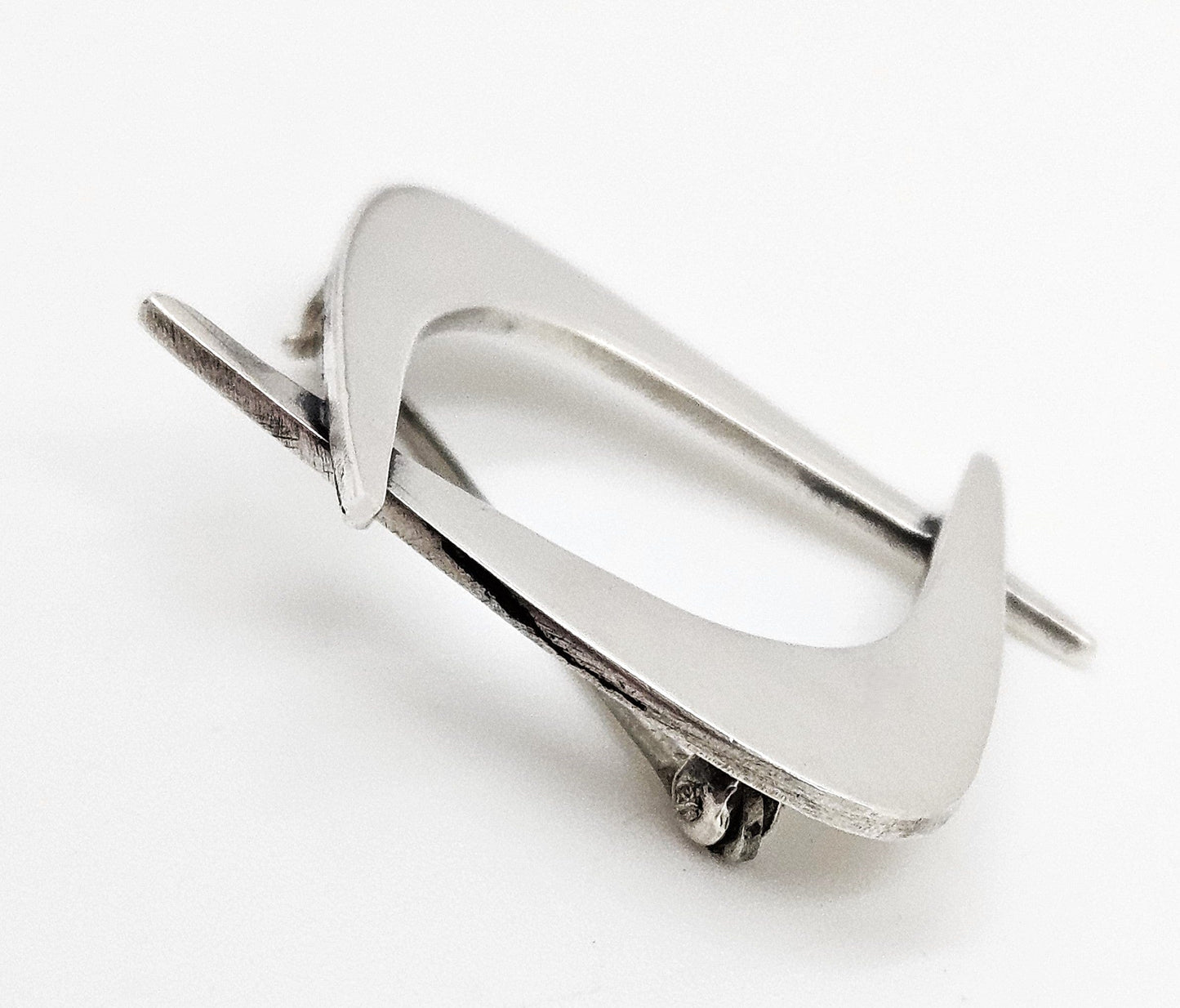 Charles H Cole Jewelry Ultra Rare Charles H Cole Sterling Modernist Double Boomerang Brooch 1950s