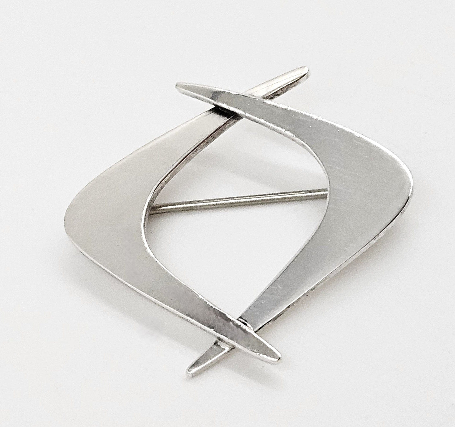 Charles H Cole Jewelry Ultra Rare Charles H Cole Sterling Modernist Double Boomerang Brooch 1950s