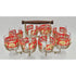 Culver Serveware Superb Culver Red Paisley 22k Gold XL Roly Poly Glasses Caddy Set Circa 1960s