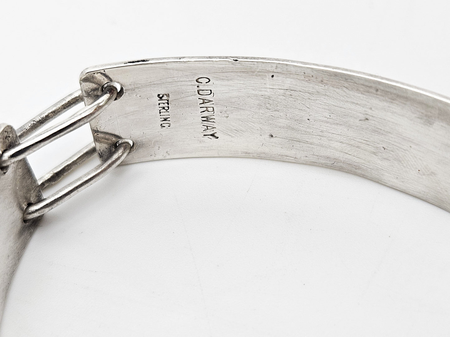 Darway Jewelry C. Darway  Sterling Hematite Modernist Top Latching Bangle Bracelet