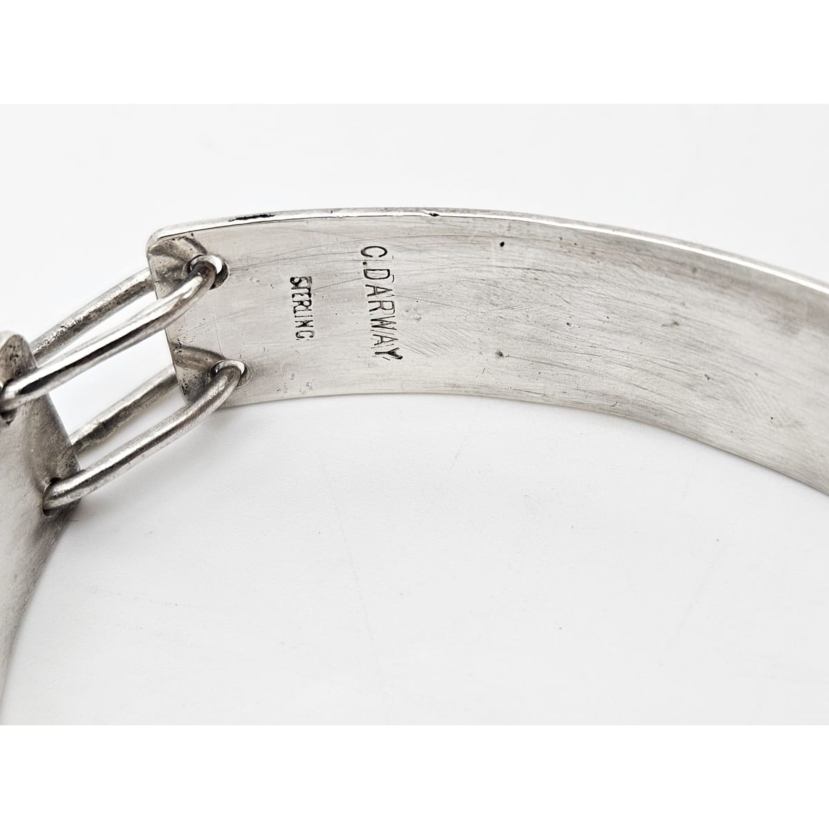 Darway Jewelry C. Darway  Sterling Hematite Modernist Top Latching Bangle Bracelet