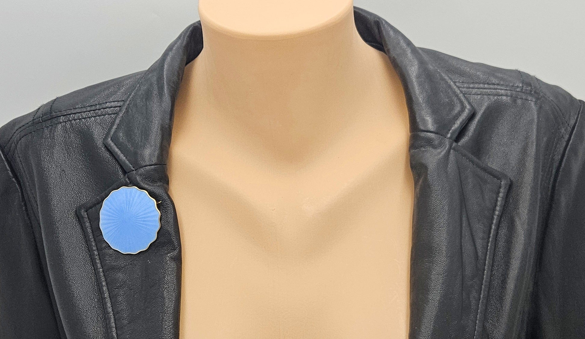 David Andersen Jewelry David Andersen Norway Large Gilt Sterling & Sky Blue Enamel Brooch 1888-1925