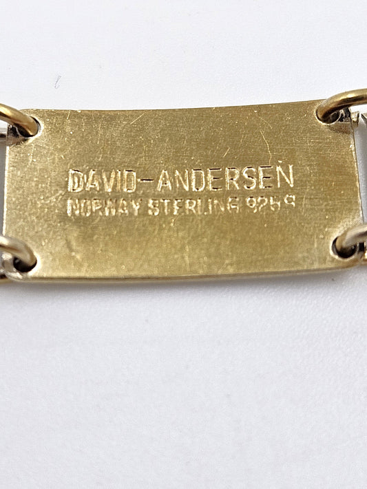 David Andersen Jewelry David Andersen Norway Sterling & Enamel Art Deco Floral Panel Link Bracelet 40s