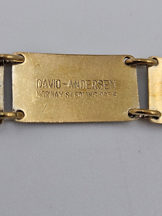 David Andersen Jewelry David Andersen Norway Sterling & Enamel Art Deco Floral Panel Link Bracelet 40s