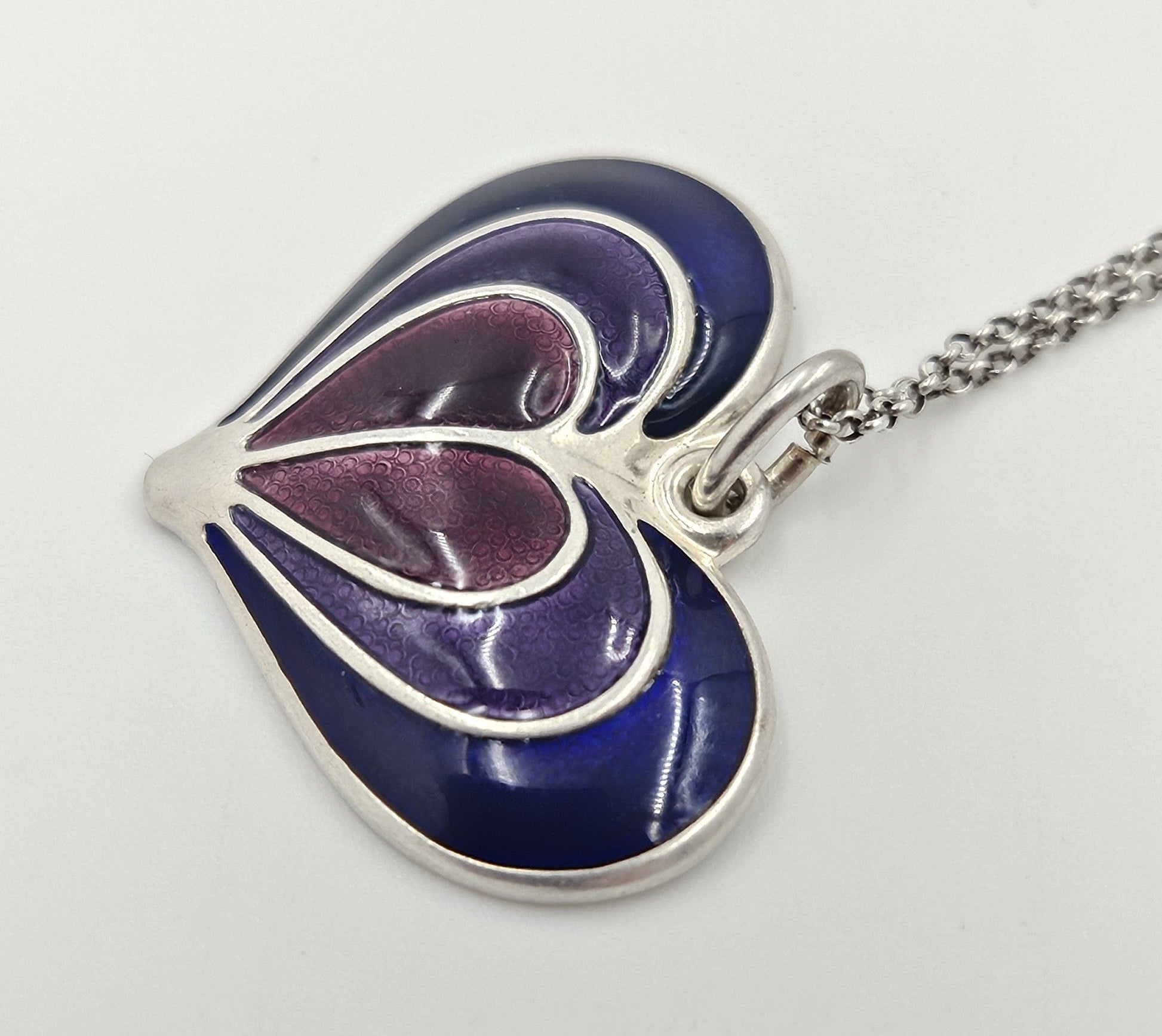 David Andersen Jewelry David Andersen Norway Sterling Enamel Modernist Heart Necklace Circa 1960s