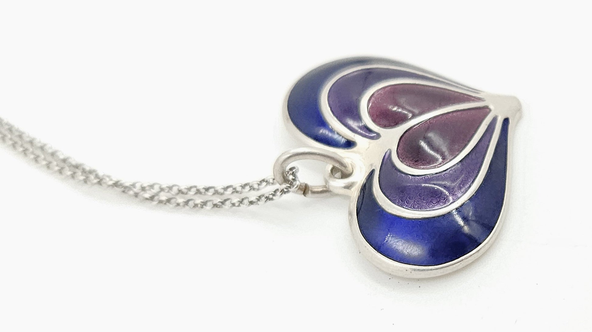 David Andersen Jewelry David Andersen Norway Sterling Enamel Modernist Heart Necklace Circa 1960s