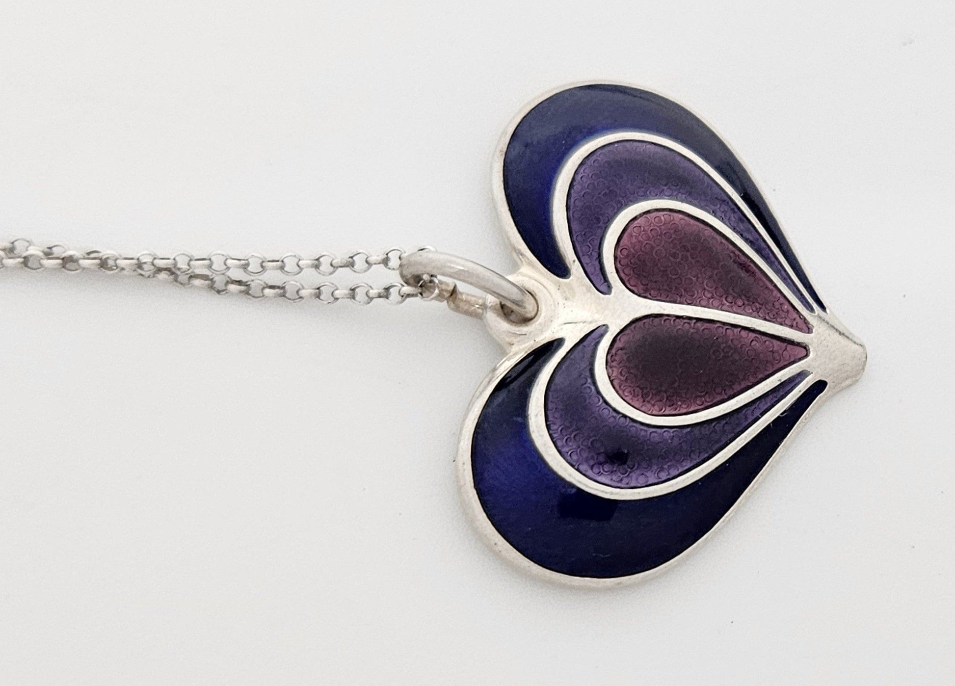 David Andersen Jewelry David Andersen Norway Sterling Enamel Modernist Heart Necklace Circa 1960s