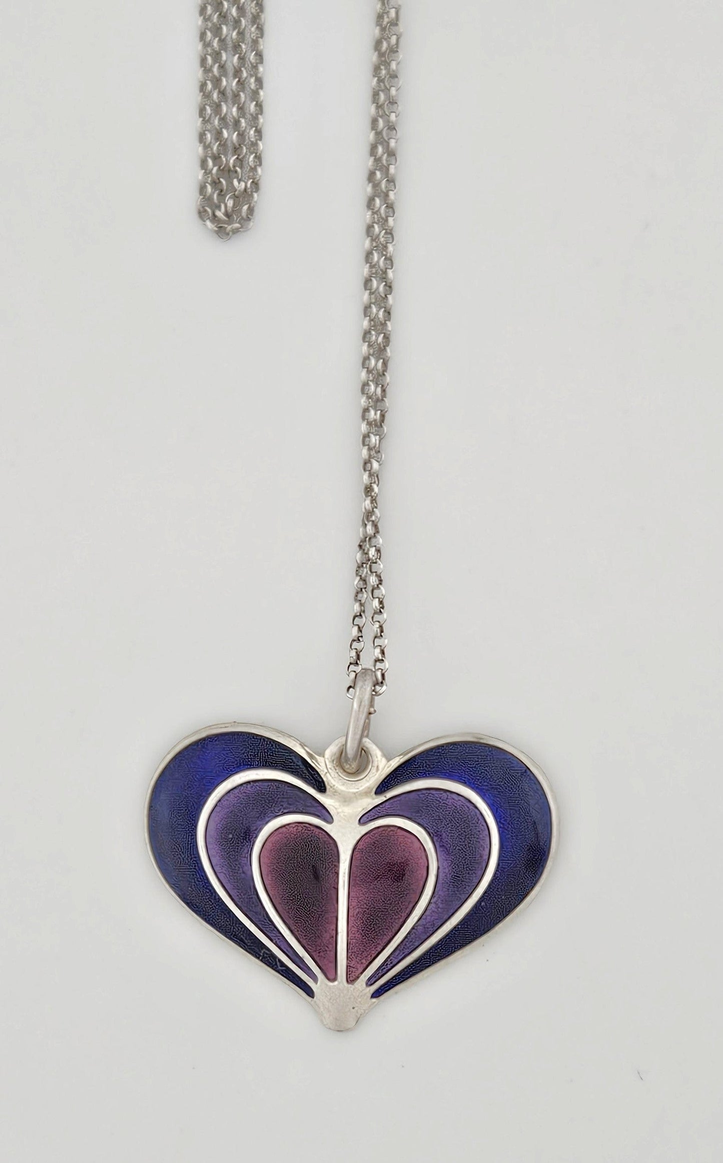 David Andersen Jewelry David Andersen Norway Sterling Enamel Modernist Heart Necklace Circa 1960s