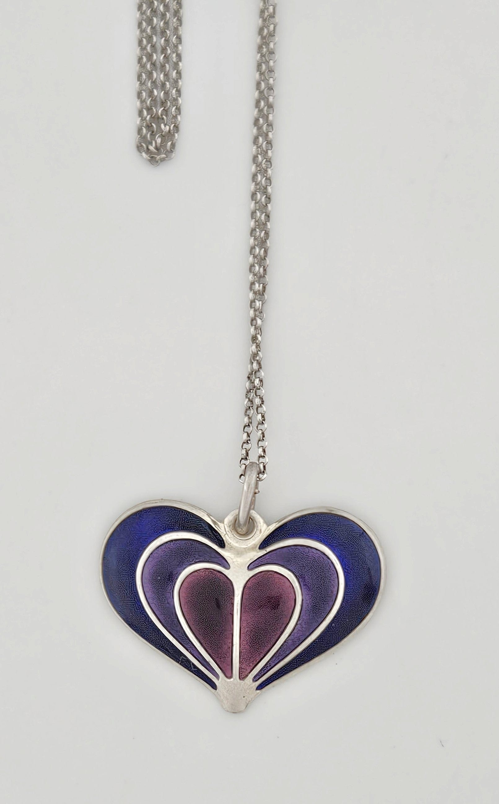 David Andersen Jewelry David Andersen Norway Sterling Enamel Modernist Heart Necklace Circa 1960s