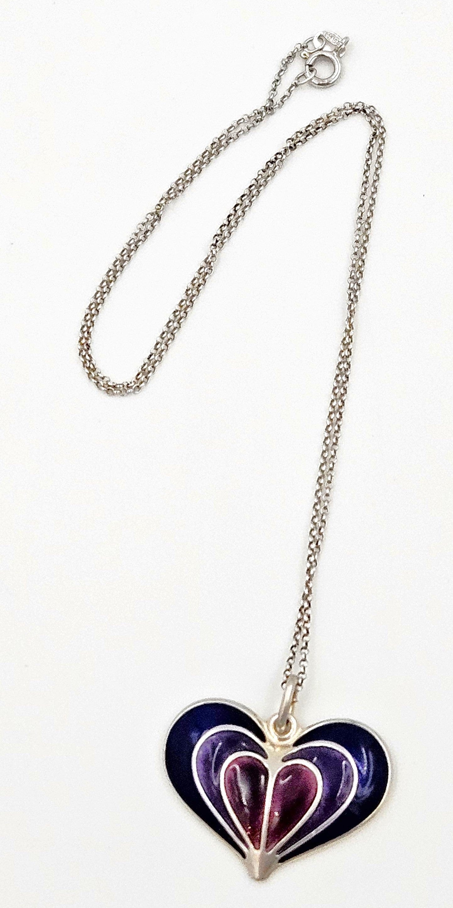 David Andersen Jewelry David Andersen Norway Sterling Enamel Modernist Heart Necklace Circa 1960s