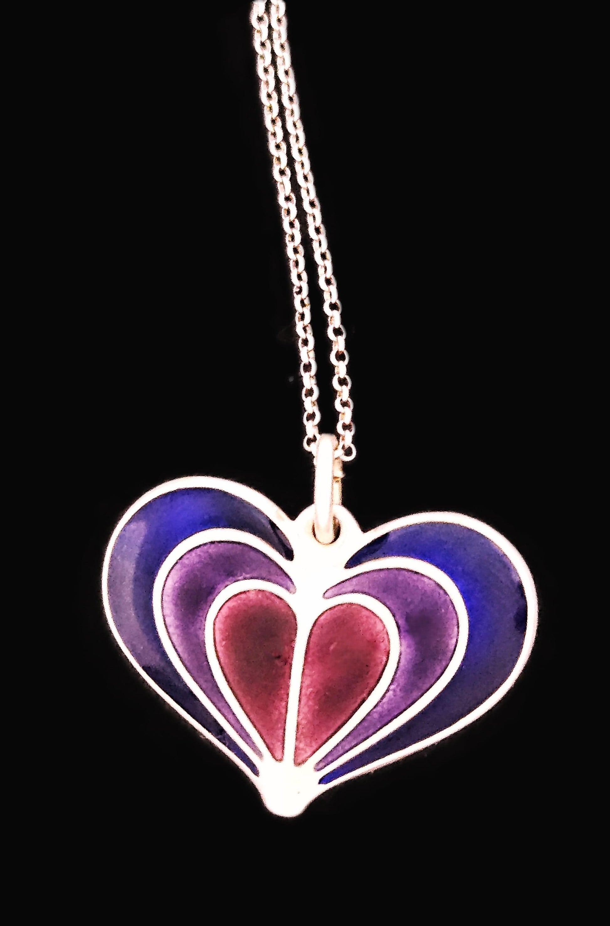 David Andersen Jewelry David Andersen Norway Sterling Enamel Modernist Heart Necklace Circa 1960s