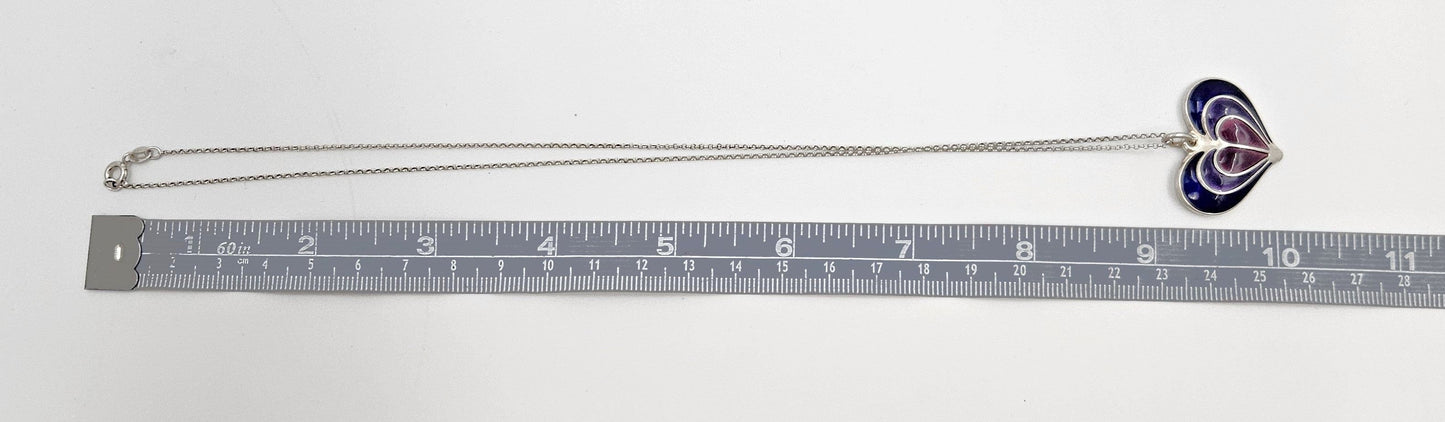 David Andersen Jewelry David Andersen Norway Sterling Enamel Modernist Heart Necklace Circa 1960s