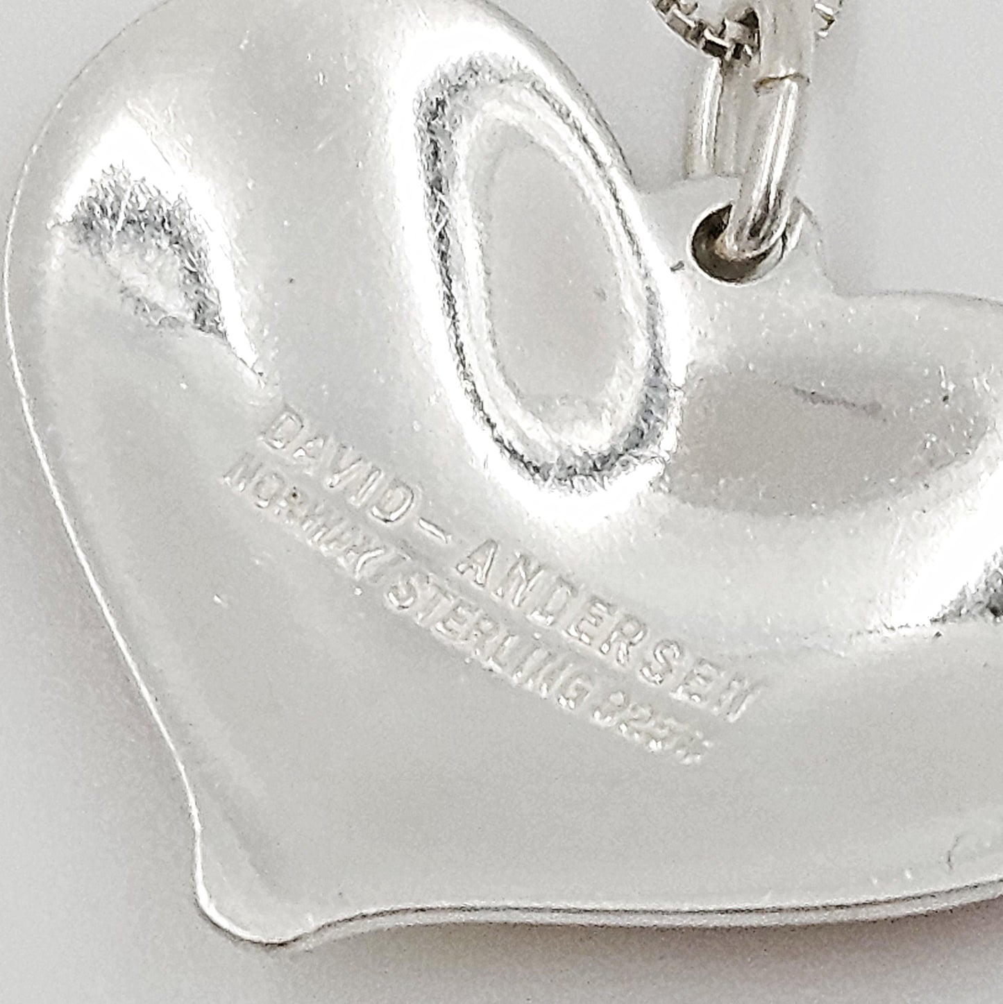David Andersen Jewelry David Andersen Norway Sterling Enamel Modernist Heart Pendant Necklace 1950s