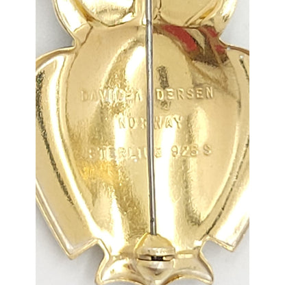 David Andersen Jewelry David Andersen Norway Sterling &amp; Enamel Owl Brooch Pin Pendant Circa 1950&