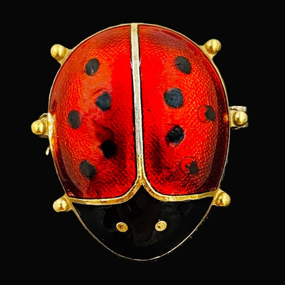 David Andersen Jewelry David Andersen Norway Sterling &amp; Guilloche Enamel Ladybug Brooch Circa 1950s