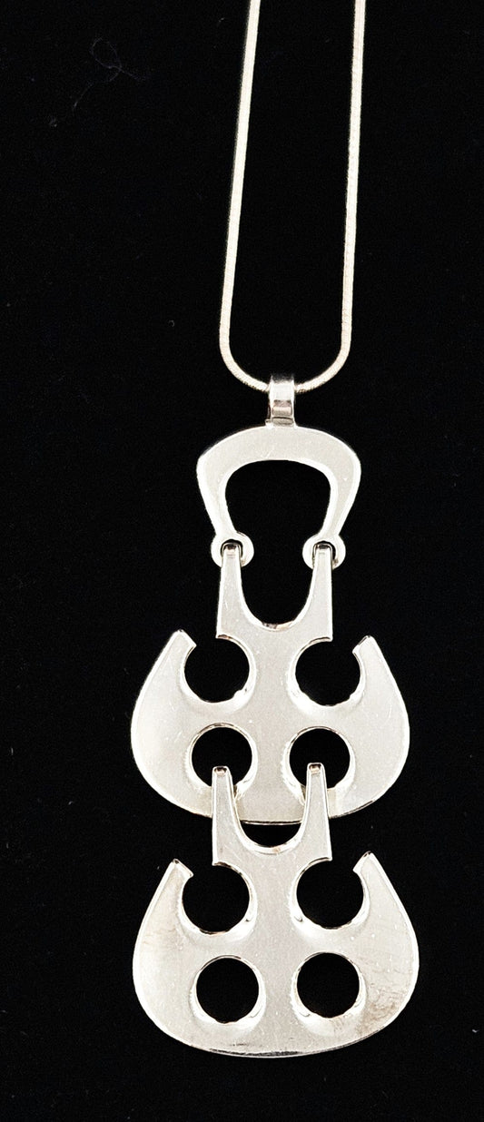 David Andersen Jewelry David Andersen Norway Sterling Kinetic Viking Articulating XL Necklace 1960s
