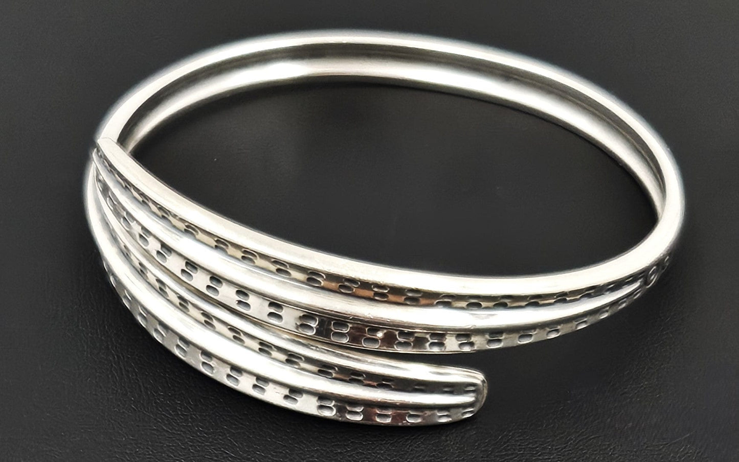 David Andersen Jewelry David Andersen Norway Sterling Viking Saga Series Bi-Pass Bangle Circa 1960's