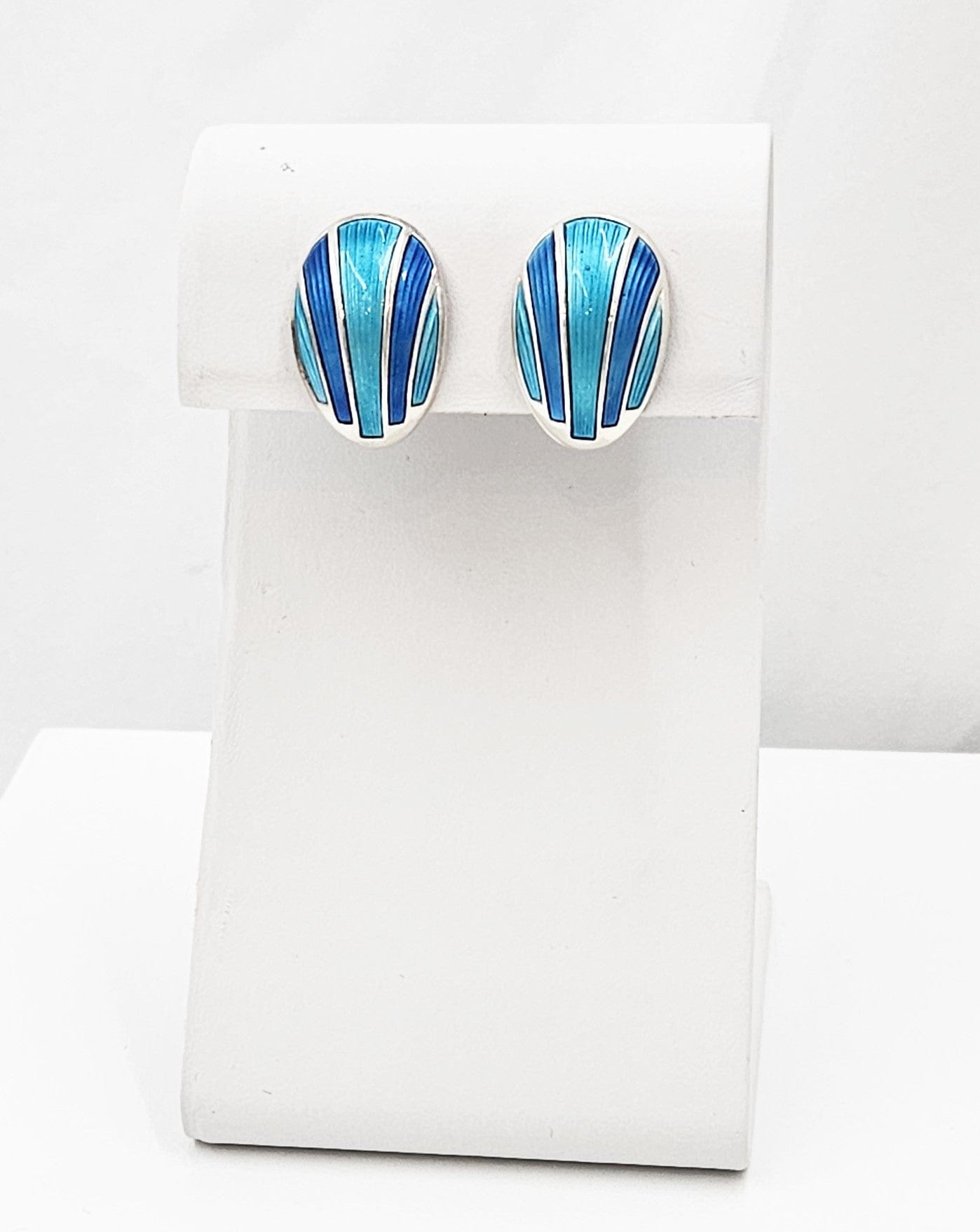 David Andersen Jewelry David Andersen Sterling Enamel Modernist Earrings 1960s