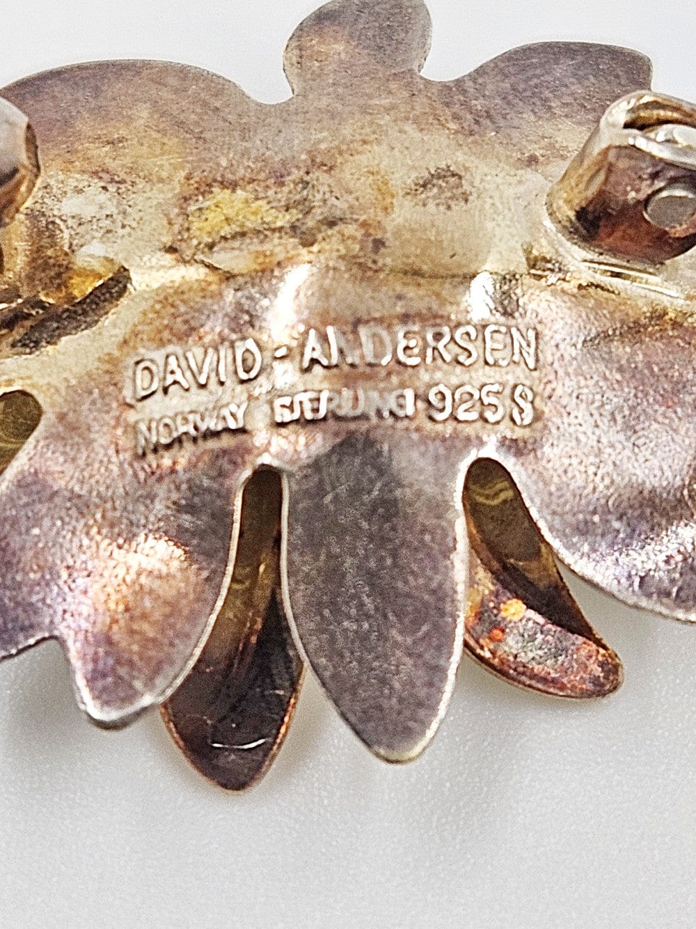 David Andersen Jewelry David Andersen Sterling Silver Guilloche Enamel Sunflower Brooch C. 1950s