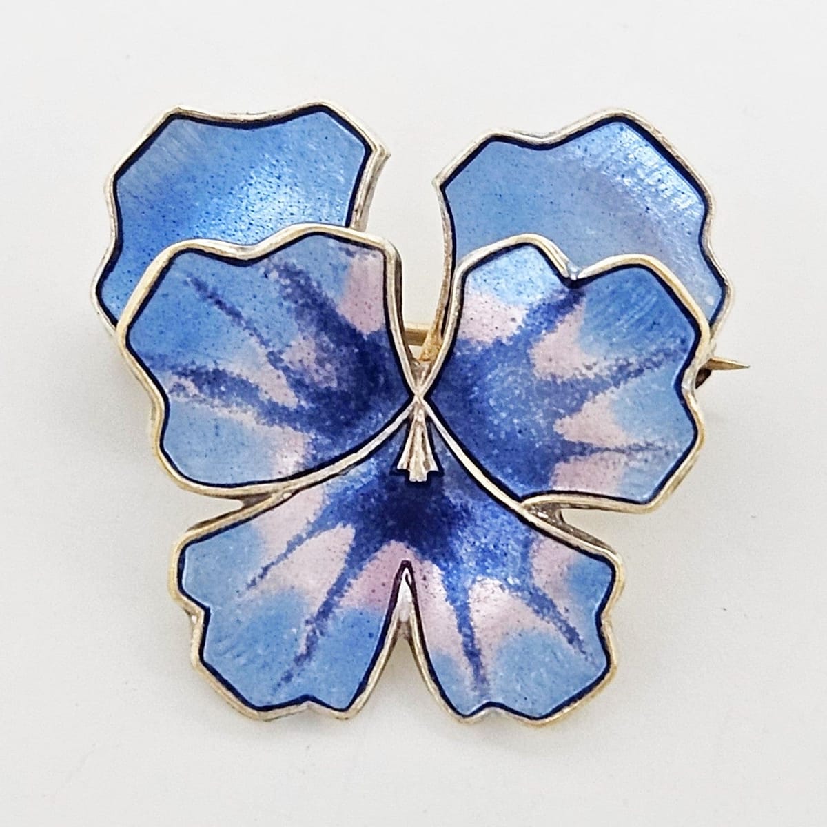 David Andersen Jewelry Norway David Andersen Sterling &amp; Enamel Pansy Flower Brooch Pendant 1940s