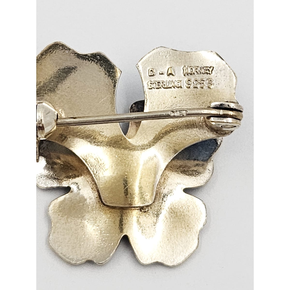David Andersen Jewelry Norway David Andersen Sterling &amp; Enamel Pansy Flower Brooch Pendant 1940s