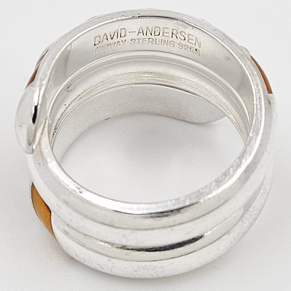 David Andersen Jewelry Norwegian David Andersen Sterling &amp; Blue Enamel Wrap Ring Circa 1960s