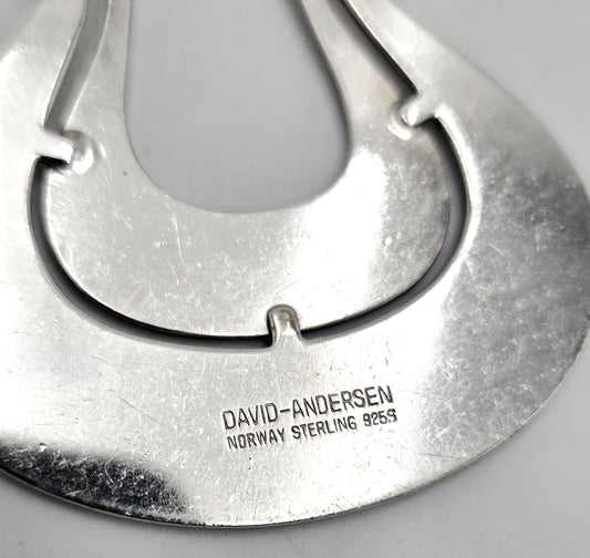 David Andersen Jewelry Norwegian David Andersen Sterling Modernist Large Long Viking Pendant 1950/60s