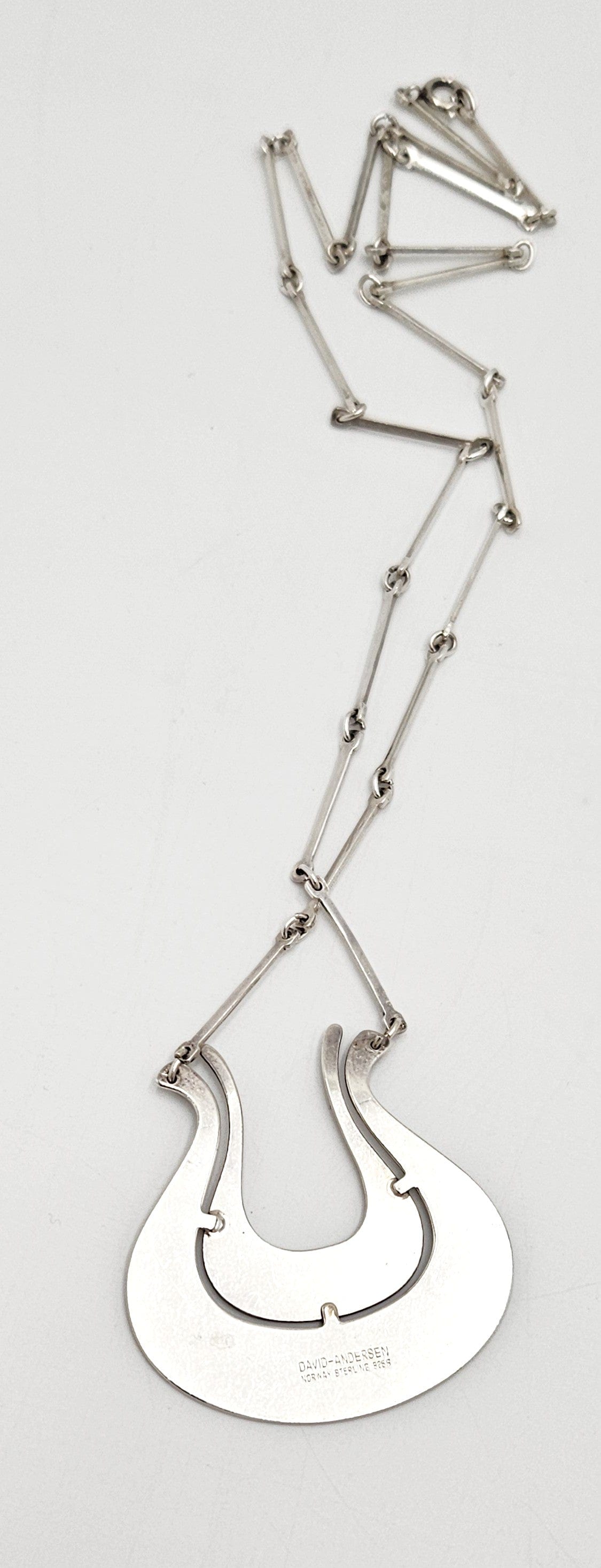 David Andersen Jewelry Norwegian David Andersen Sterling Modernist Large Long Viking Pendant 1950/60s