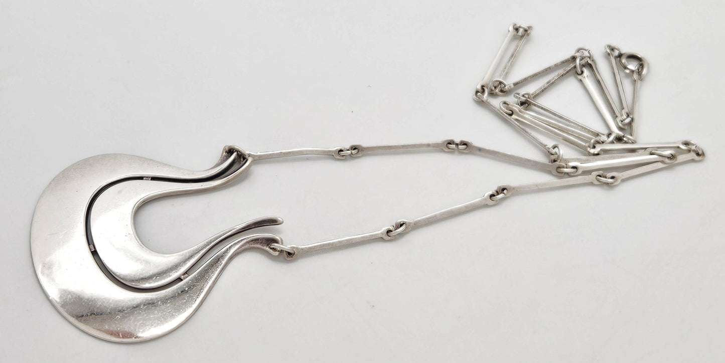 David Andersen Jewelry Norwegian David Andersen Sterling Modernist Large Long Viking Pendant 1950/60s