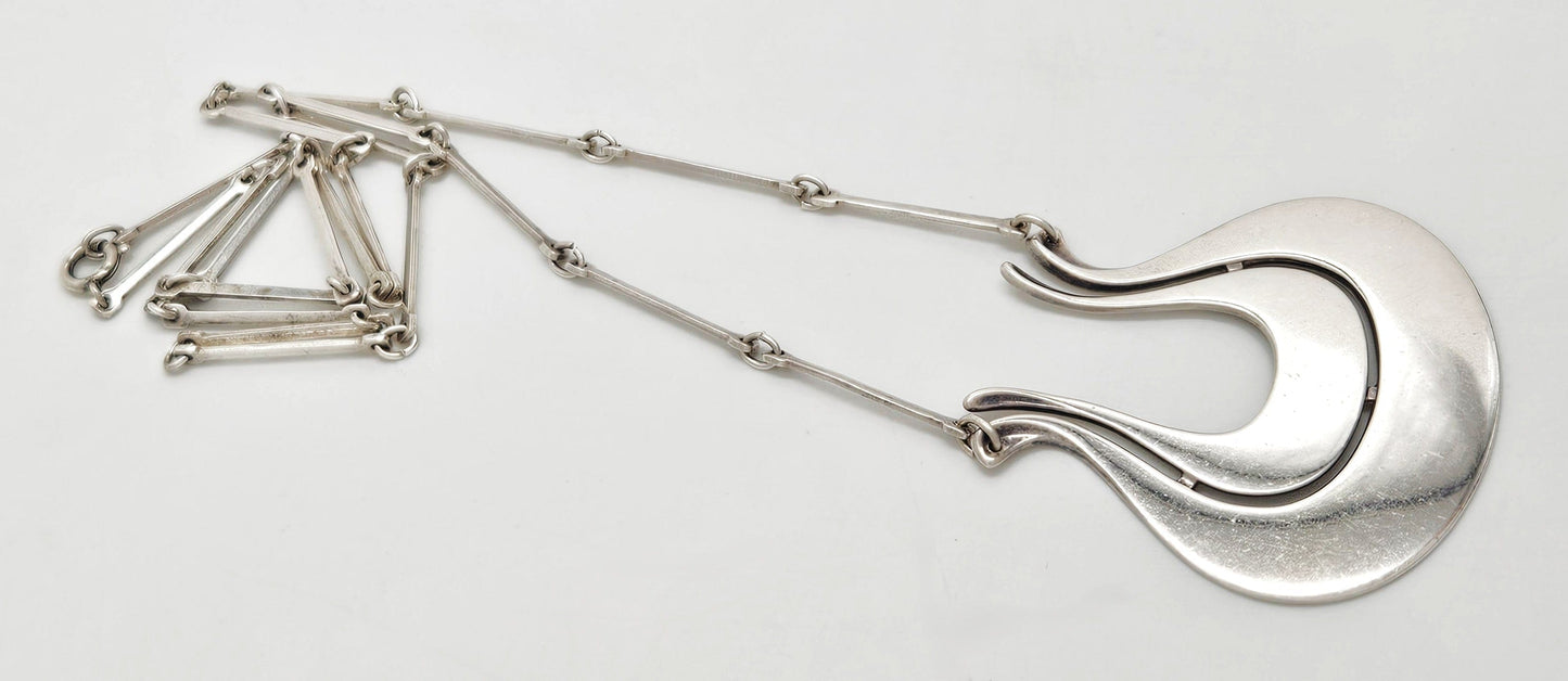 David Andersen Jewelry Norwegian David Andersen Sterling Modernist Large Long Viking Pendant 1950/60s