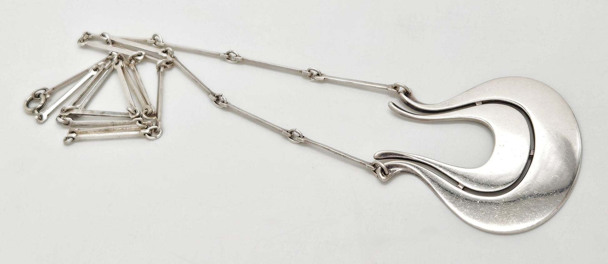 David Andersen Jewelry Norwegian David Andersen Sterling Modernist Large Long Viking Pendant 1950/60s