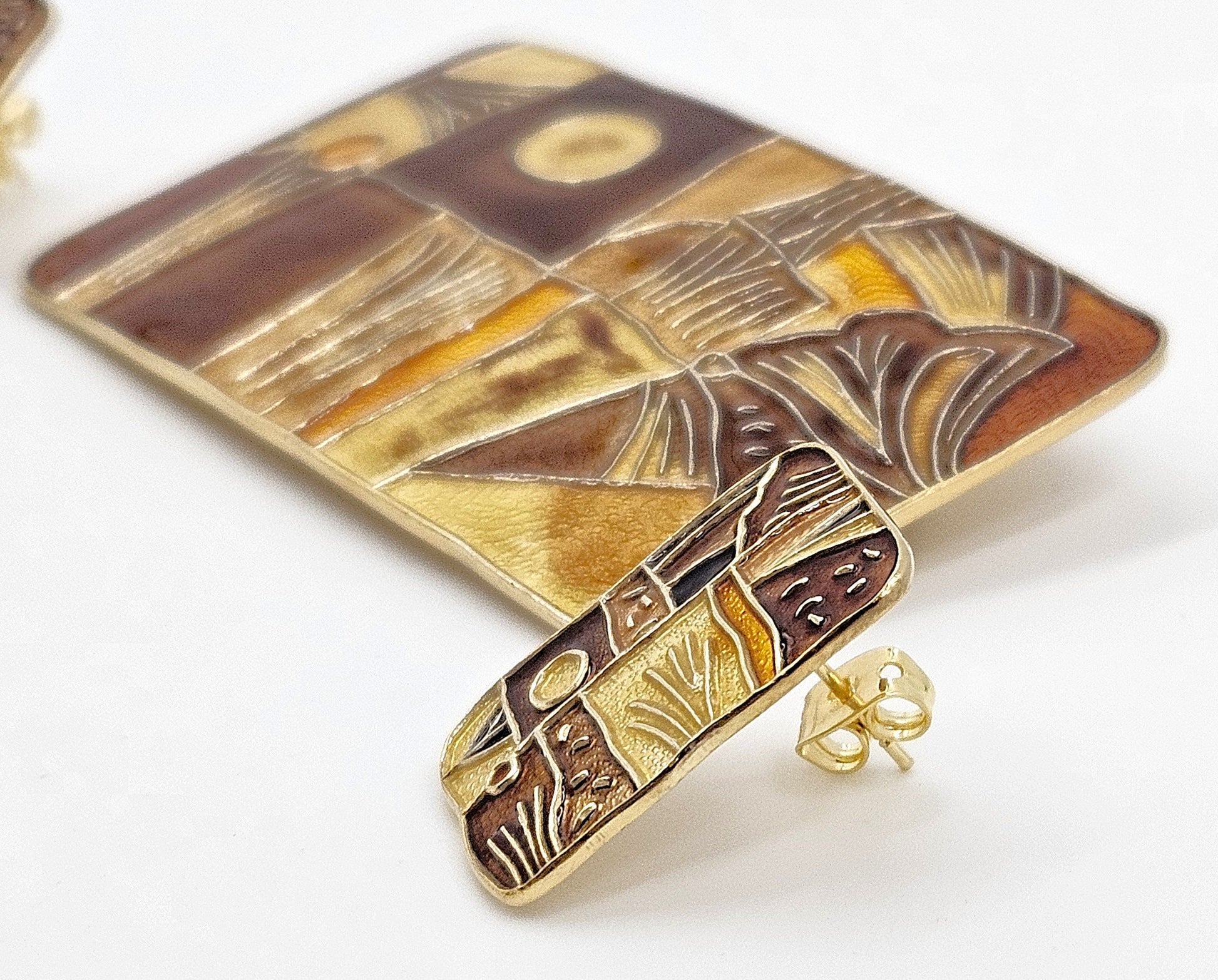 David Andersen Jewelry RARE David Andersen 925 Enamel Autumn 4 Seasons Brooch Earrings Set 1959