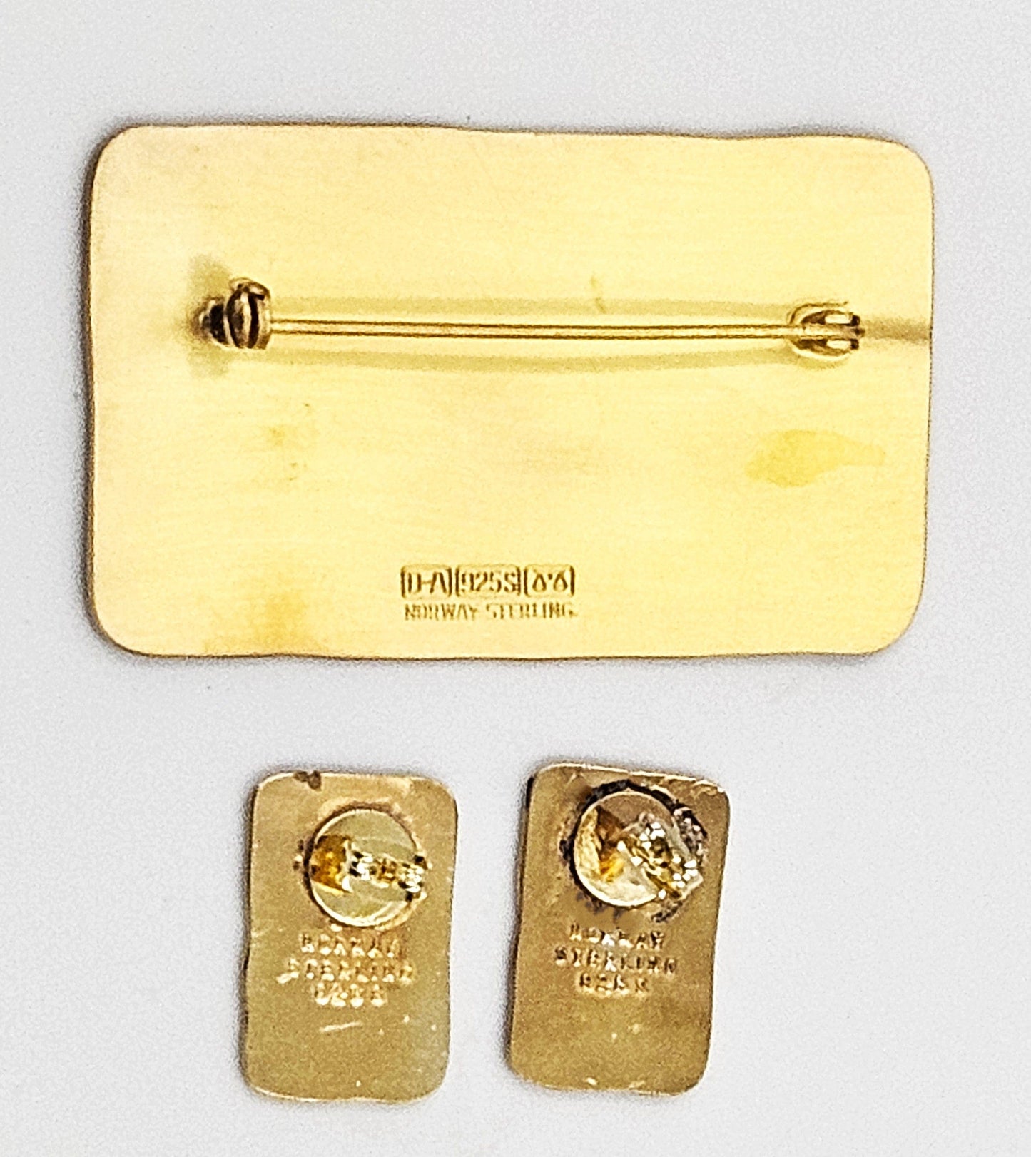 David Andersen Jewelry RARE David Andersen 925 Enamel Autumn 4 Seasons Brooch Earrings Set 1959