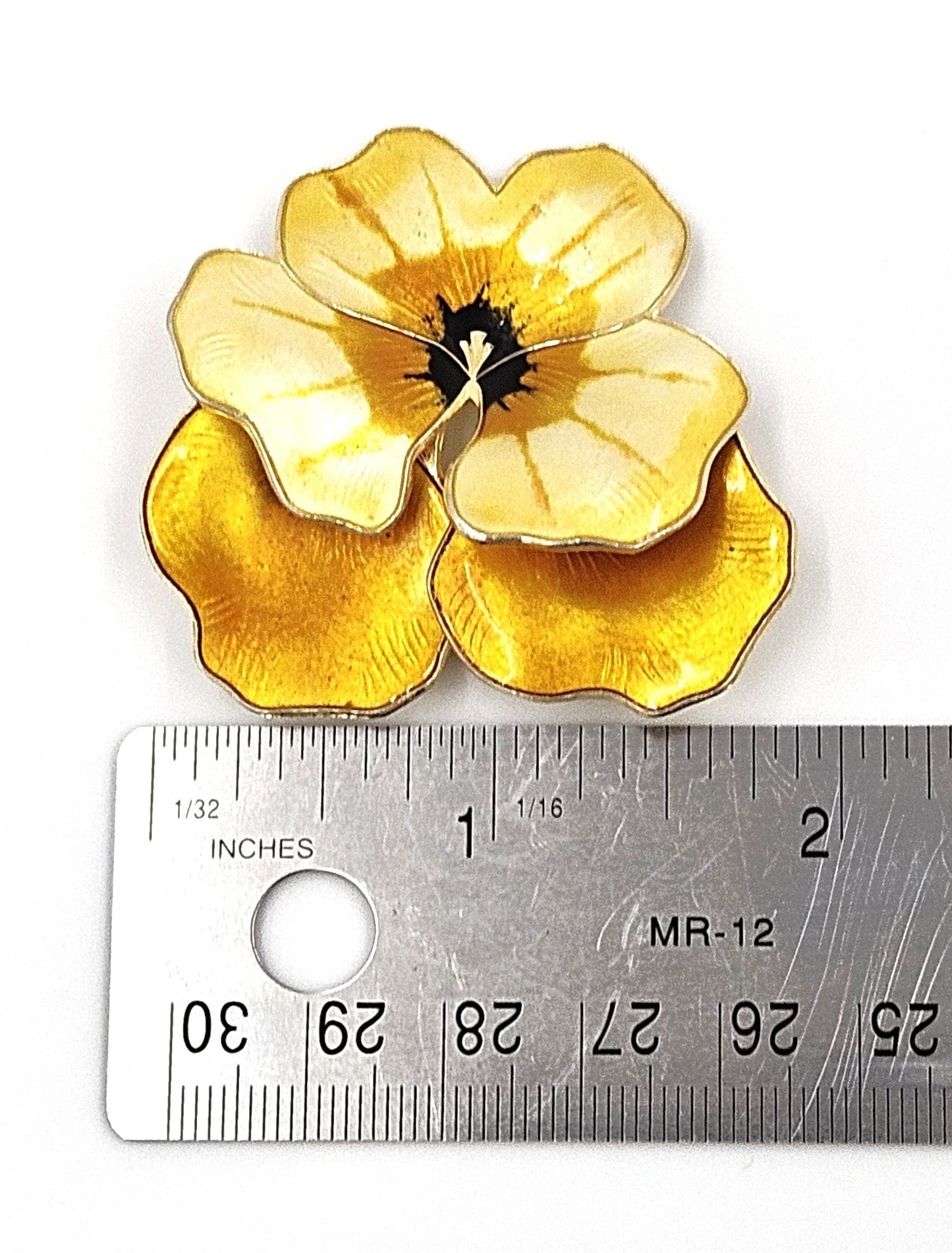 David Andersen Jewelry Superb David Andersen Norway Sterling Enamel XL 3-D Pansy Brooch C. 1940s