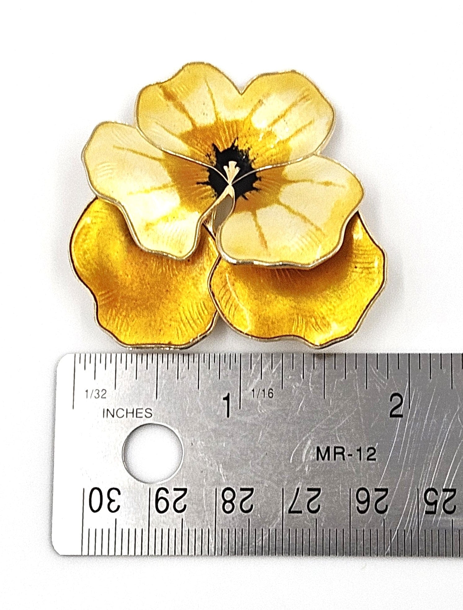 David Andersen Jewelry Superb David Andersen Norway Sterling Enamel XL 3-D Pansy Brooch C. 1940s