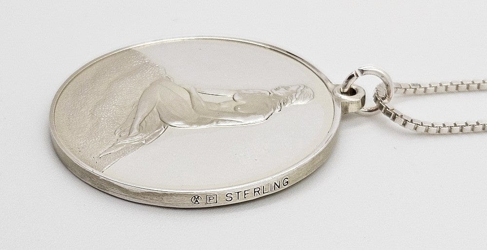 Denmark Sterling Necklace Jewelry Denmark + Sweden Large Sterling Silver Mermaid Coin Pendant Necklace 1981