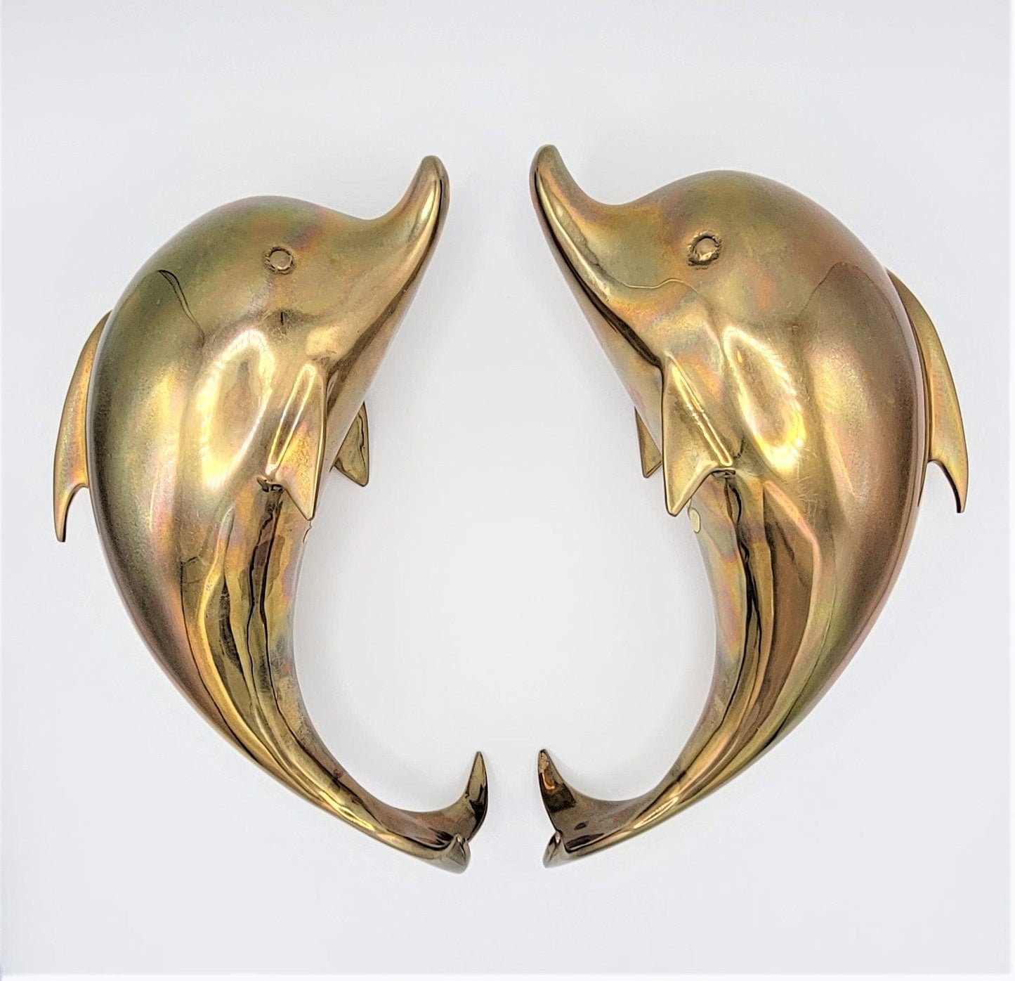 Dolbi Cashier Bookends Superb Dolbi Cashier Solid Brass Modernist Dolphin Porpoise Bookends C. 1986