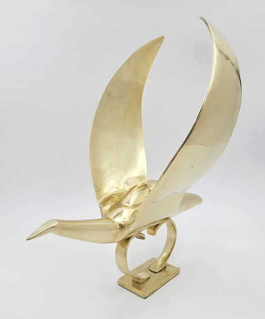 Dolbi Cashier Sculpture Dolbi Cashier Modernist Brass Dove Bird 20" Sculpture Statue Circa 1980