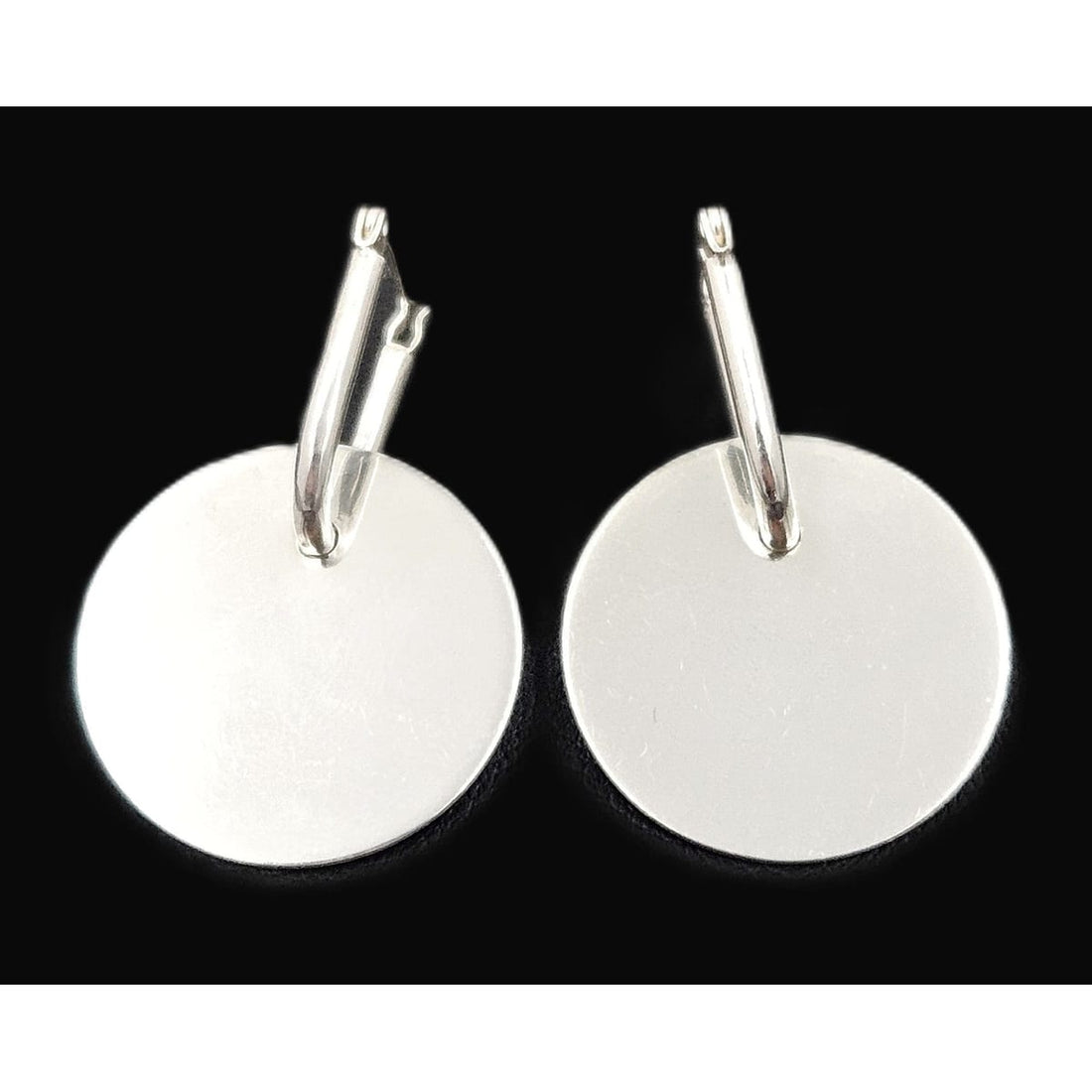 Designer Signed EC sterling silver Drop Dangle 3D Disc Earrings, view 1 of 5