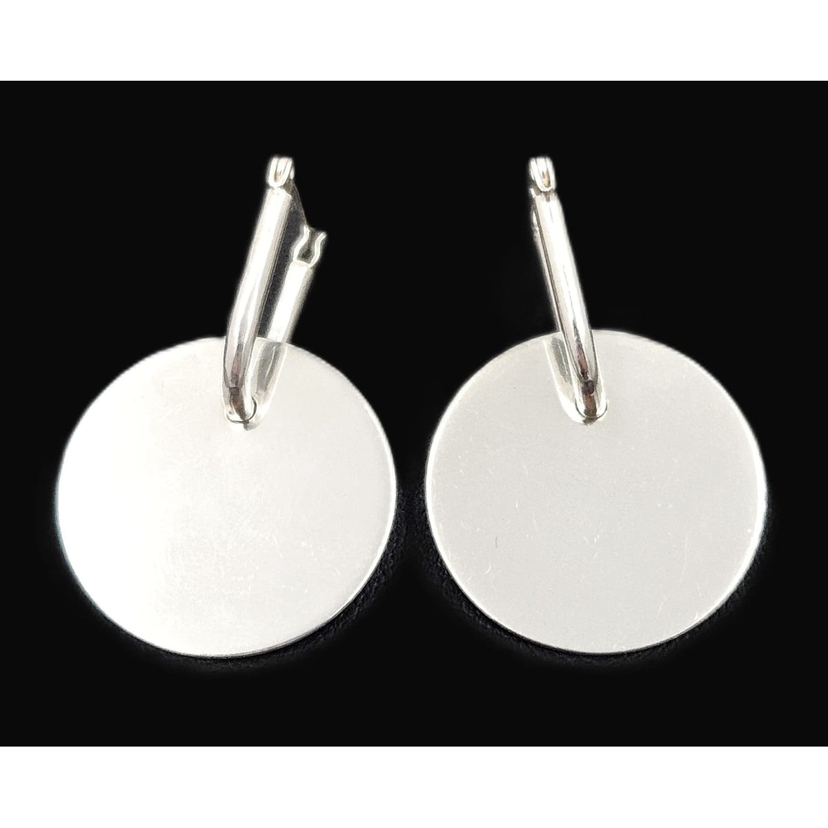 Designer Signed EC sterling silver Drop Dangle 3D Disc Earrings, view 1 of 5