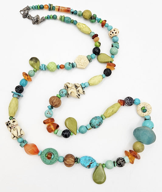 Sällsynt Echo of the Dreamer Sterling Lyckobringande Helande Stenar 38" Halsband 90-tal