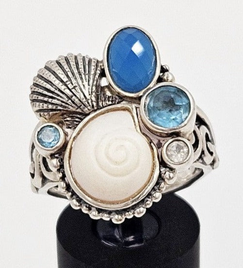 Echo of the Dreamer Jewelry OOAK Echo of the Dreamer Sterling Sea Themed Ring 1990's